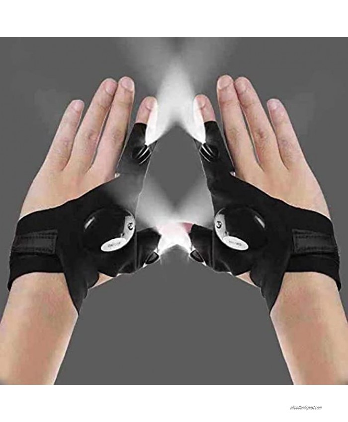LED Fishing Glove Lights Outdoor Fishing Glove Lights Used to Repair Cars in The Dark Running at Night Fishing Camping and Hiking，Birthday Gifts For Men and Women 2 pcs
